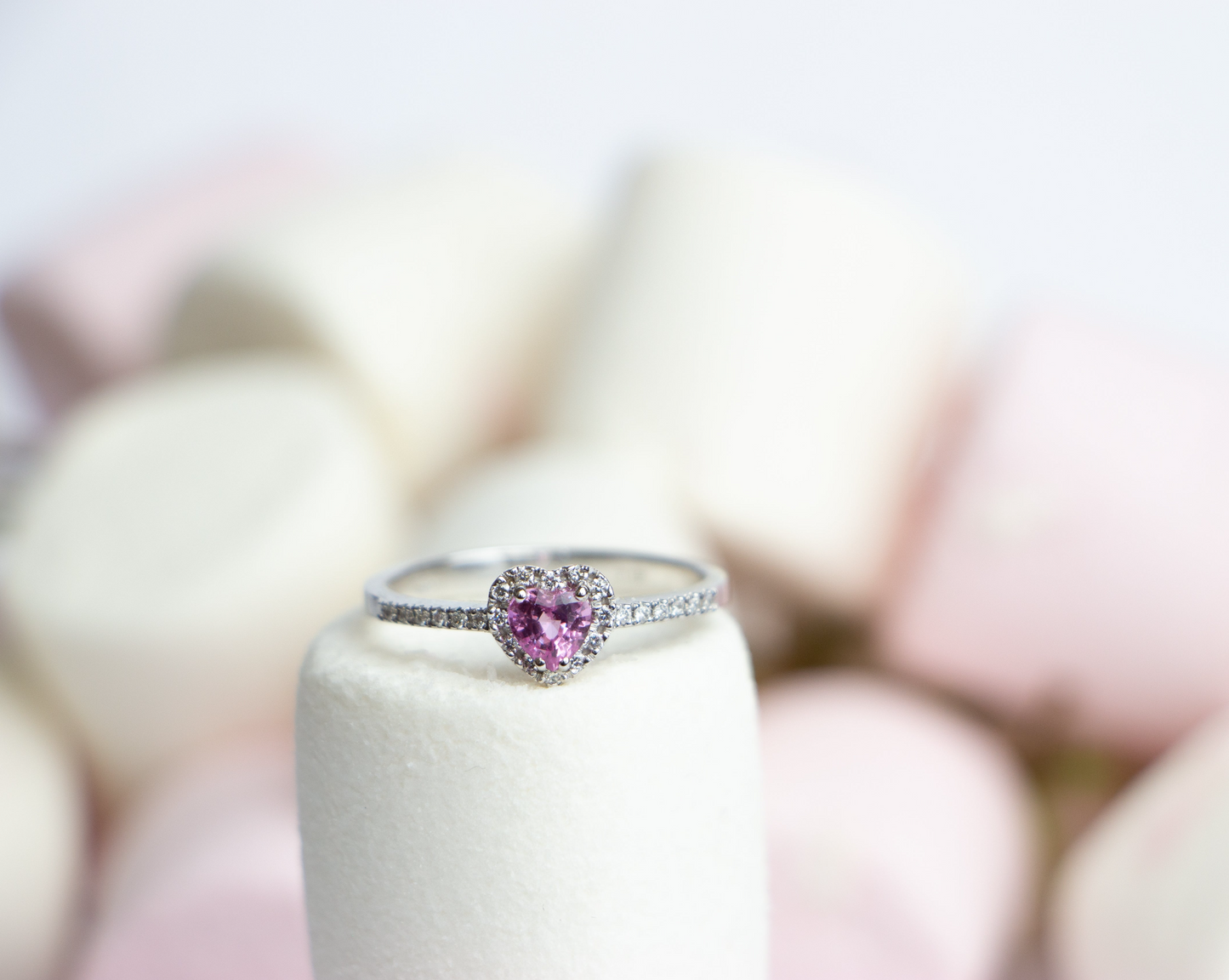 Heart-Shaped Pink Sapphire - 18K White Gold Ring