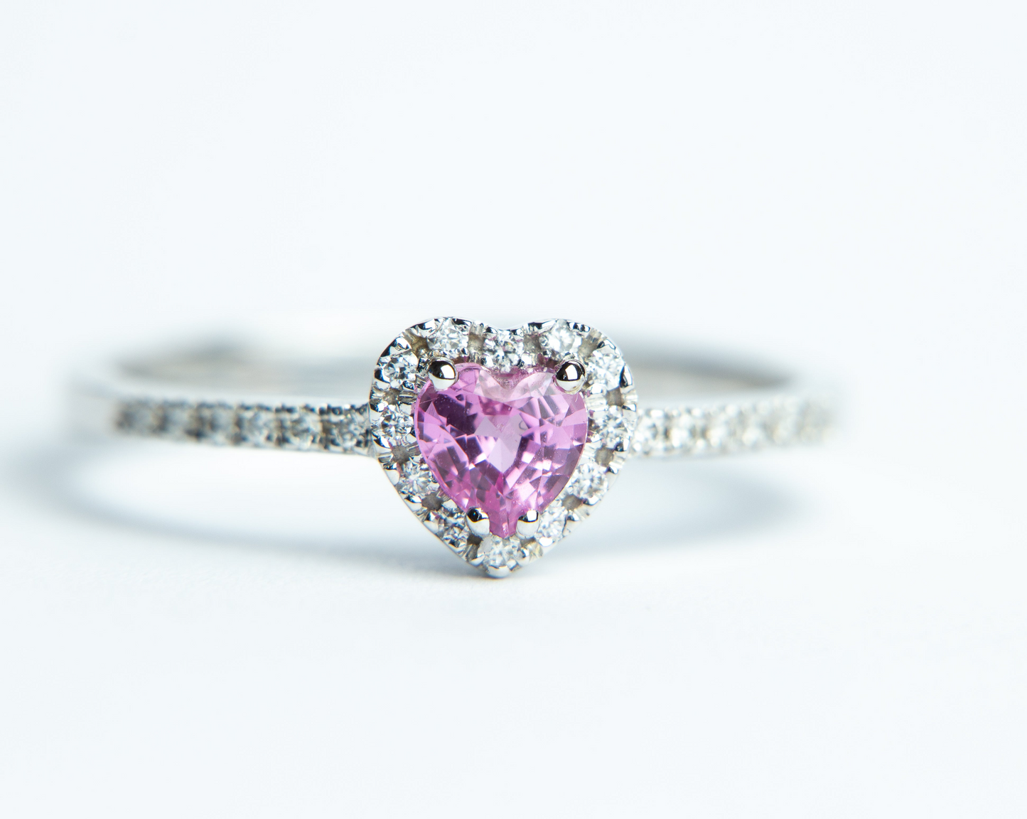 Heart-Shaped Pink Sapphire - 18K White Gold Ring