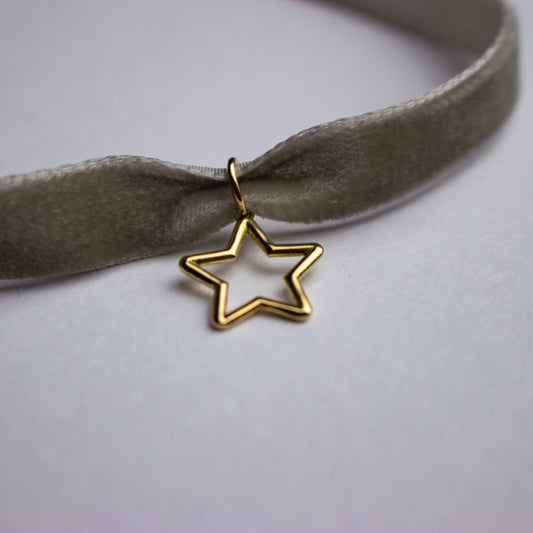 Golden Star Velvet Choker with 18k Gold Pendant