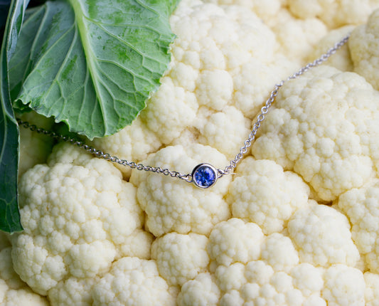 Blue Sapphire Pendant Necklace - 18K White Gold