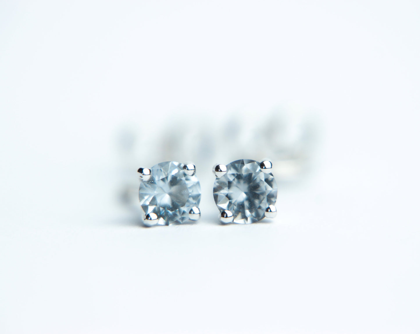 Spinel Solitaire Earrings - 18K White Gold